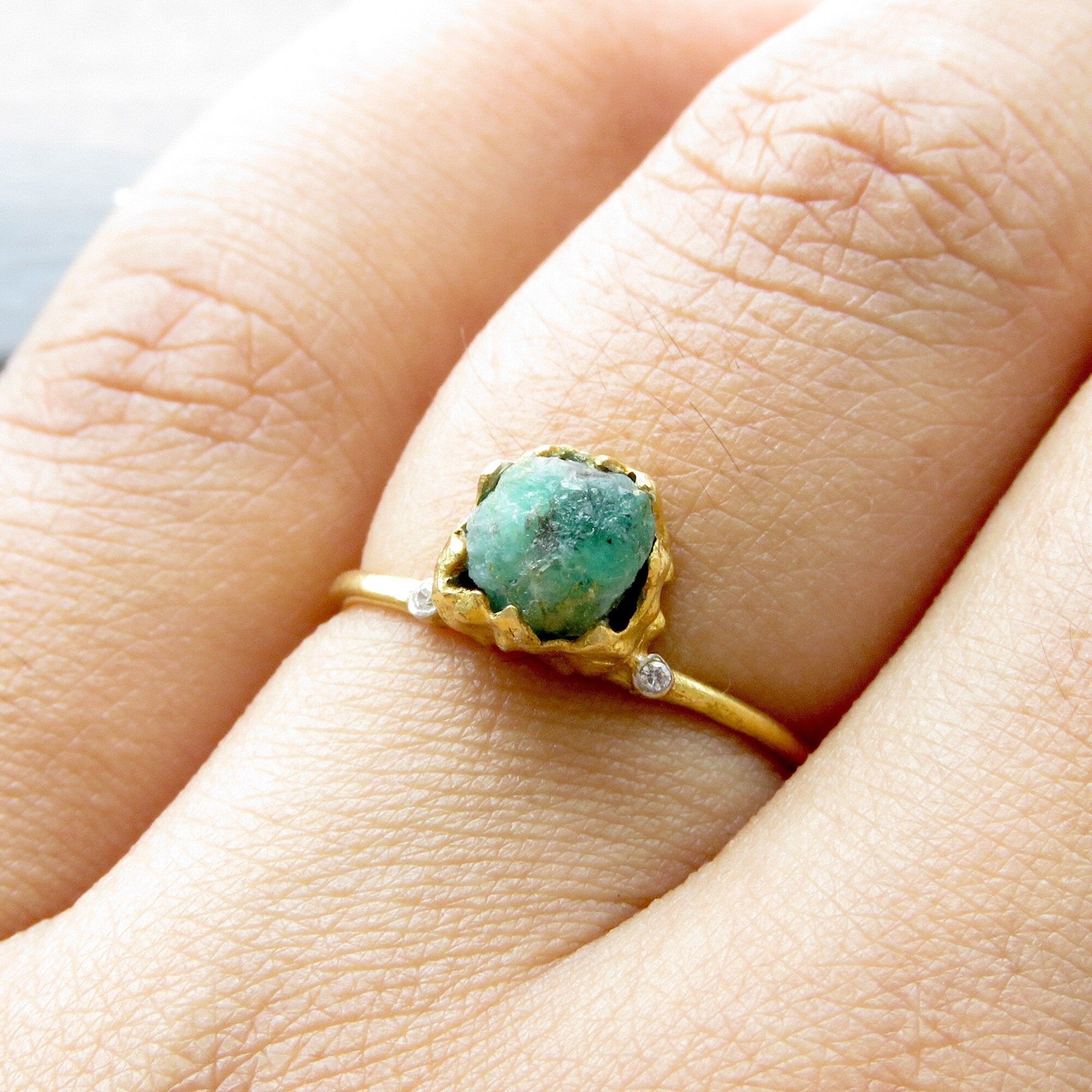 Natural Raw Birthstone Solitaire Rings - Rough Gemstone Jewelry