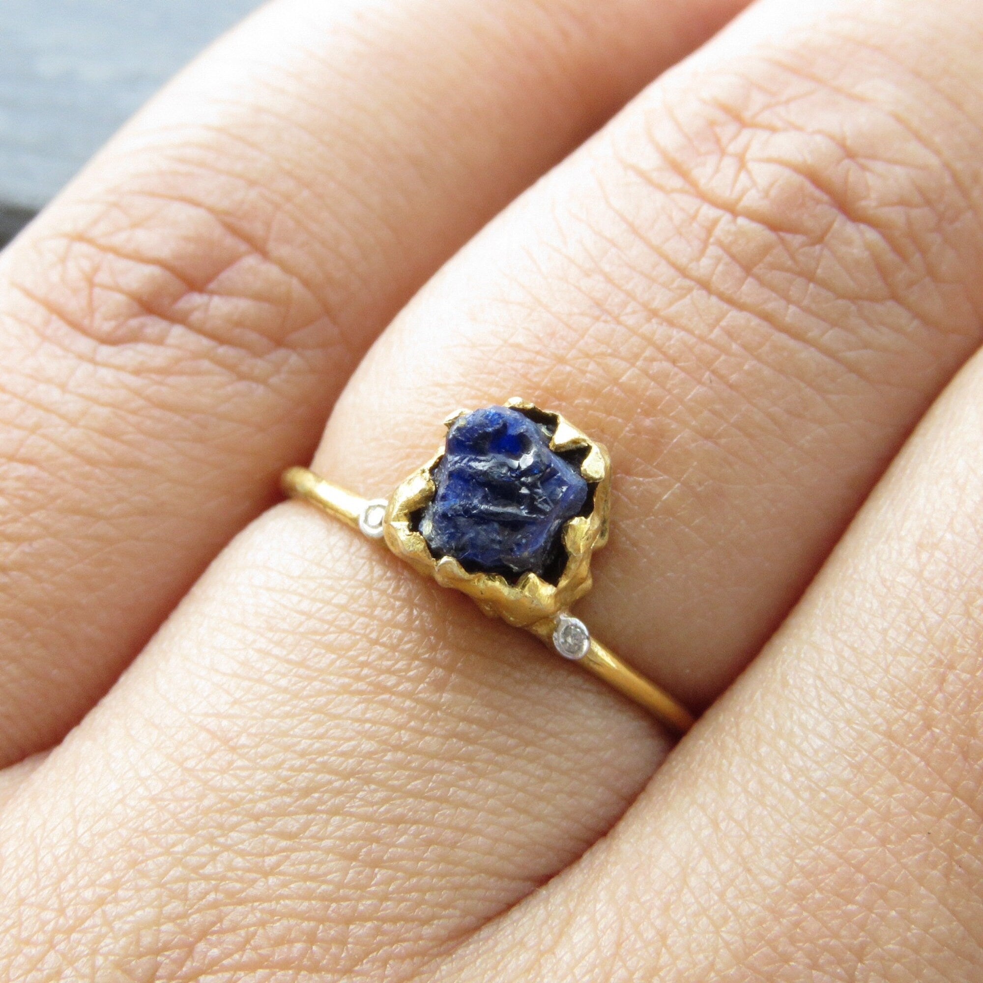 Natural Raw Birthstone Solitaire Rings - Rough Gemstone Jewelry