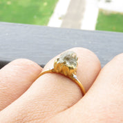 Natural Raw Quartz Crystal Solitaire Ring