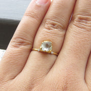 Natural Raw Quartz Crystal Solitaire Ring