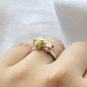 Natural Raw Yellow & Red Diamond Ring
