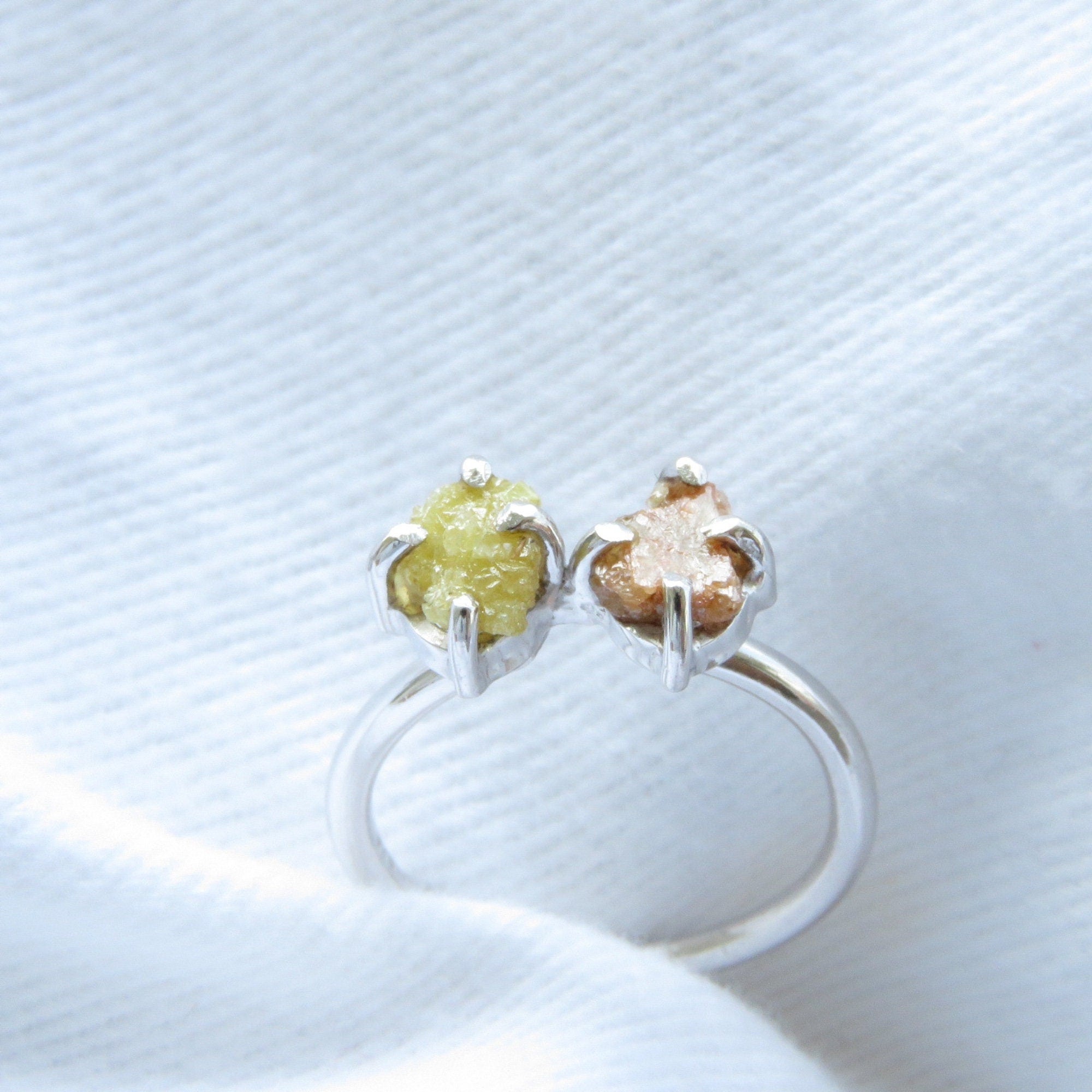 Natural Raw Yellow & Red Diamond Ring