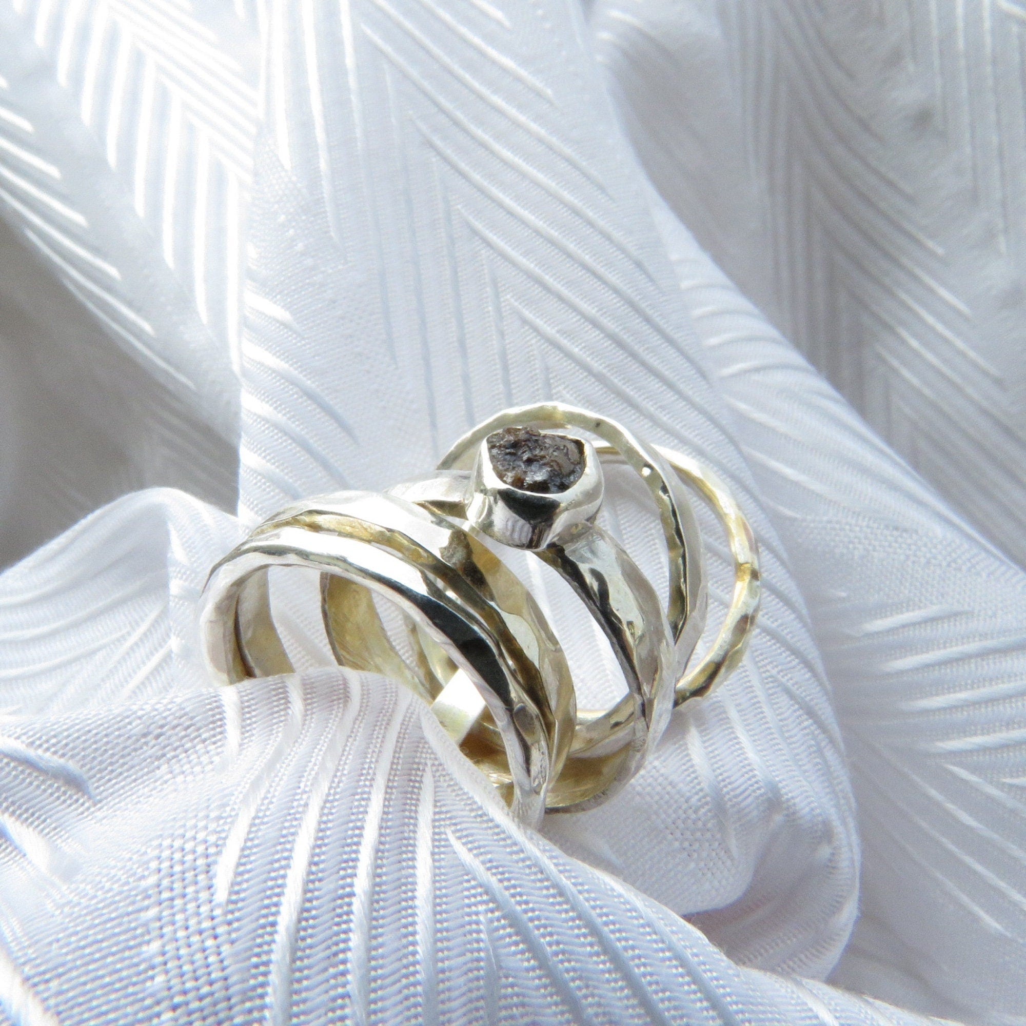 Chunky Boho Style Natural Raw Brown Diamond Ring