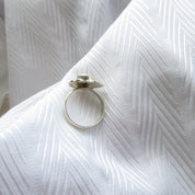 White Raw Diamond Chunky Boho Style Solitaire Statement Ring