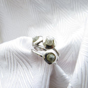 3 Stone Gray Raw Diamond Ring