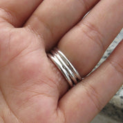 3 Stone Gray Raw Diamond Ring