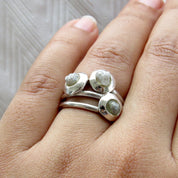 3 Stone Gray Raw Diamond Ring