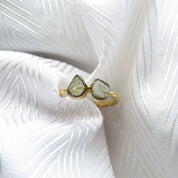 2 Stone Raw Yellow Diamond Ring