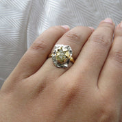 Yellow Raw Diamond Chunky Boho Style Solitaire Statement Ring