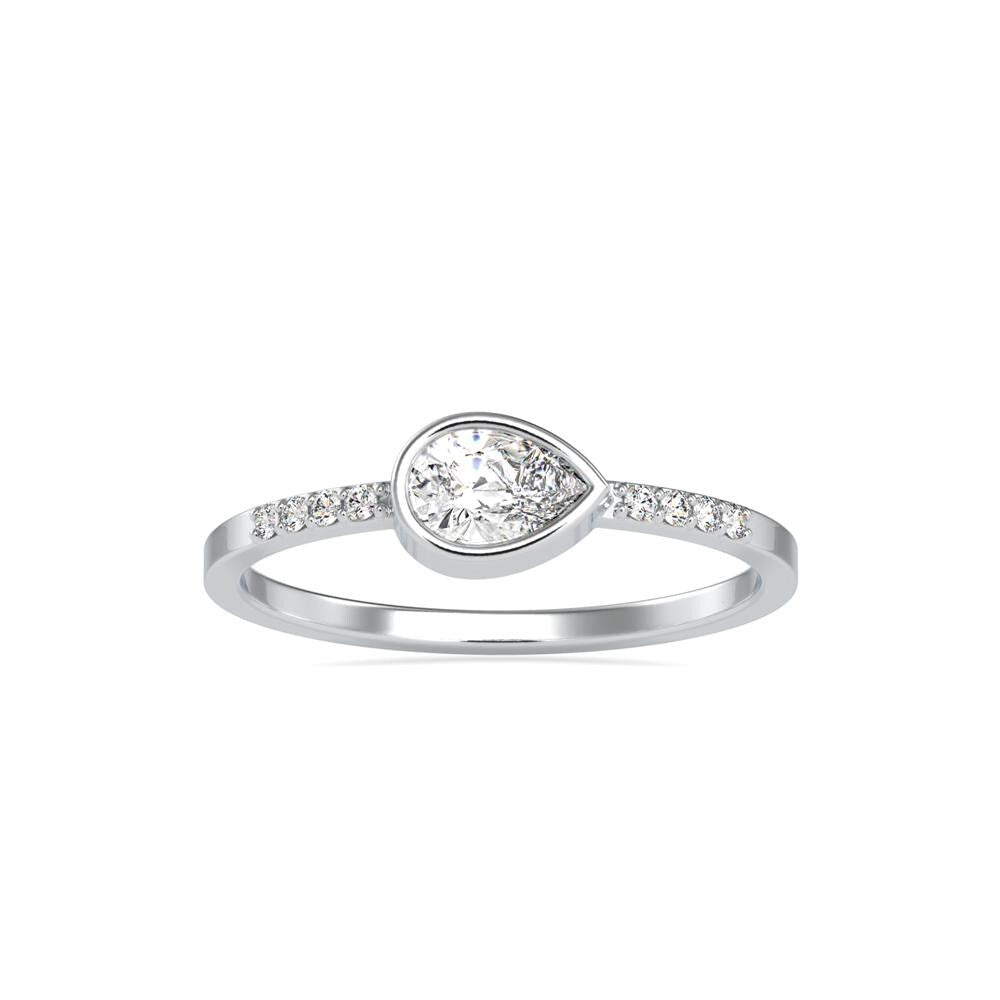 East West 0.35 CWT Pear Solitaire Lab Grown Diamond Ring