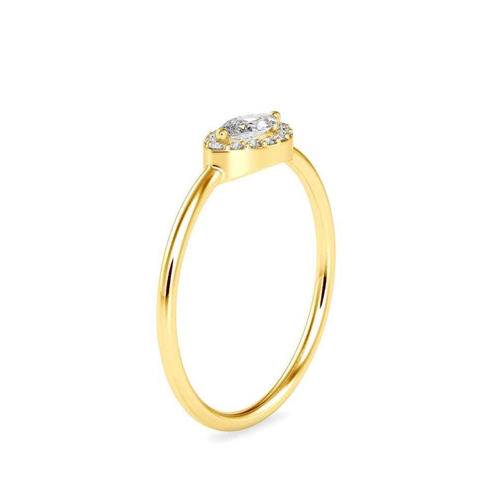 East West Marquise Solitaire Halo Diamond Ring