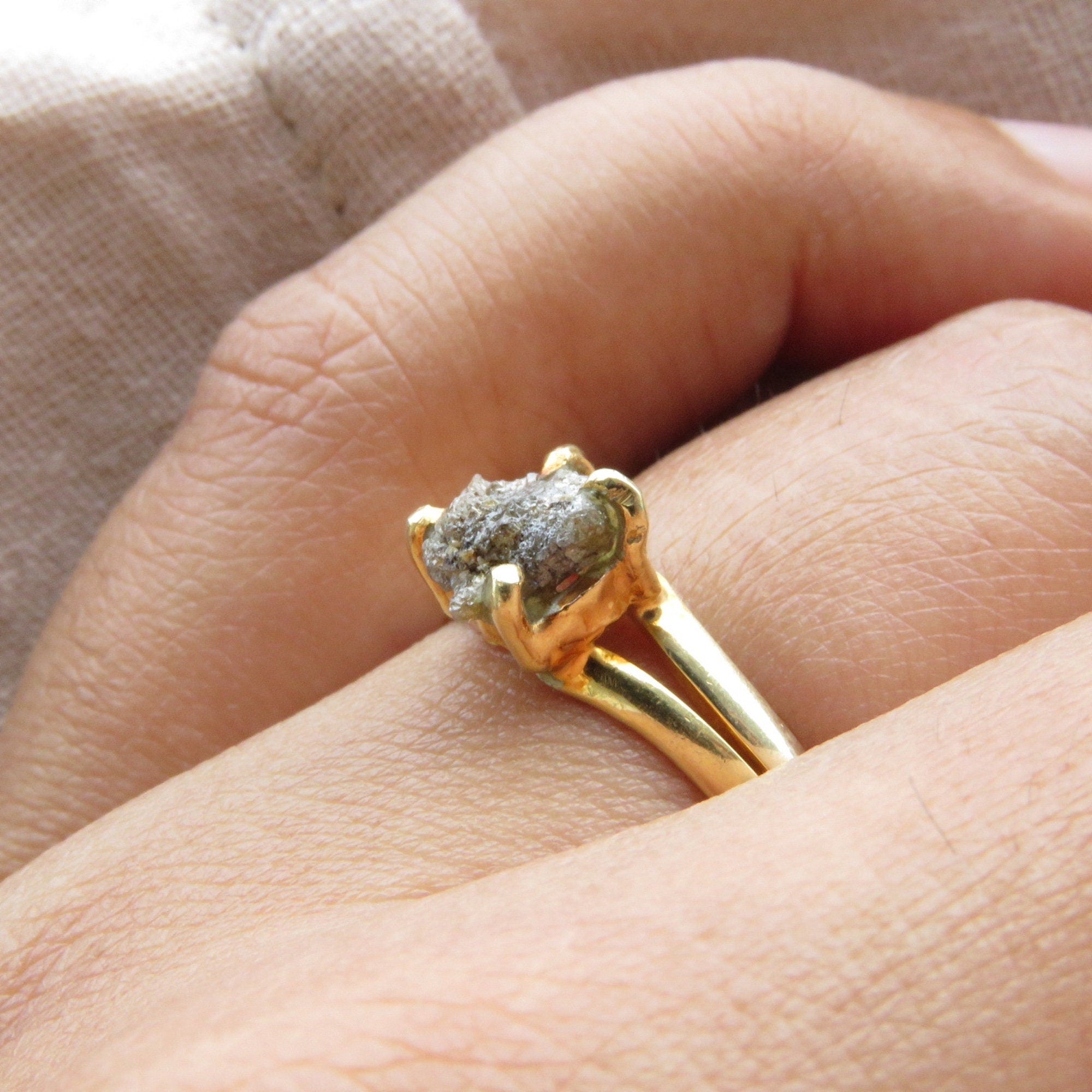 Gray Raw Diamond Solitaire Everyday Wear Ring