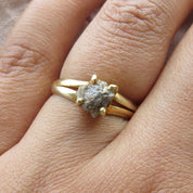 Gray Raw Diamond Solitaire Everyday Wear Ring