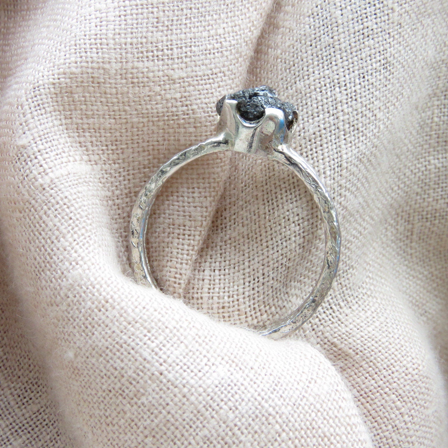 Black Raw Diamond Solitaire Everyday Wear Ring