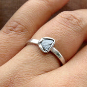 Dainty Black Raw Diamond Solitaire Everyday Wear Ring