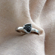 Dainty Black Raw Diamond Solitaire Everyday Wear Ring
