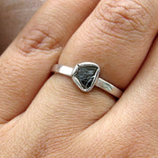 Dainty Black Raw Diamond Solitaire Everyday Wear Ring