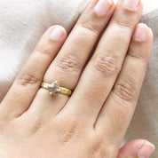 Brown Raw Diamond Gold Hammered Solitaire Statement Ring