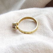 Brown Raw Diamond Gold Hammered Solitaire Statement Ring