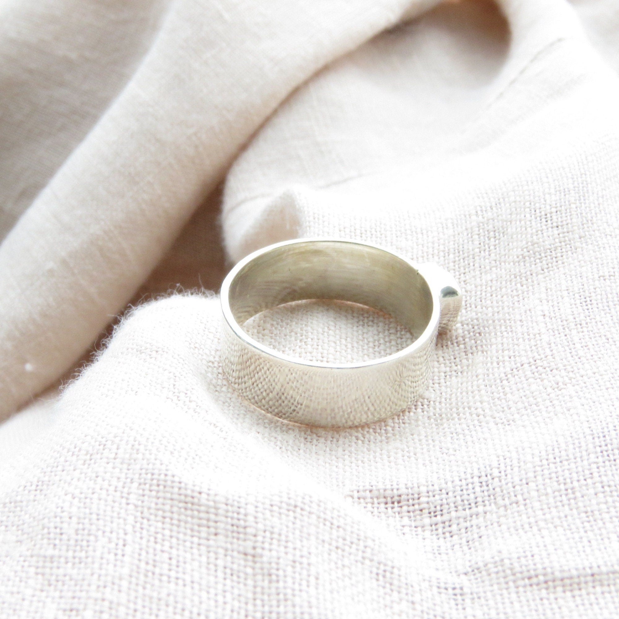 Raw Rough Gray Diamond Solitaire Band Ring