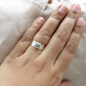 Raw Rough Gray Diamond Solitaire Band Ring