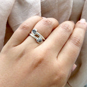 2 Stone Black Raw Diamond Ring