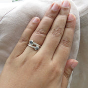 2 Stone Black Raw Diamond Ring