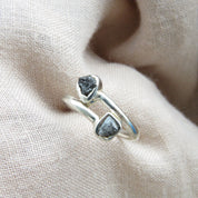 2 Stone Black Raw Diamond Ring