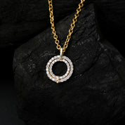 Double Aura Round Diamond Charm Pendant