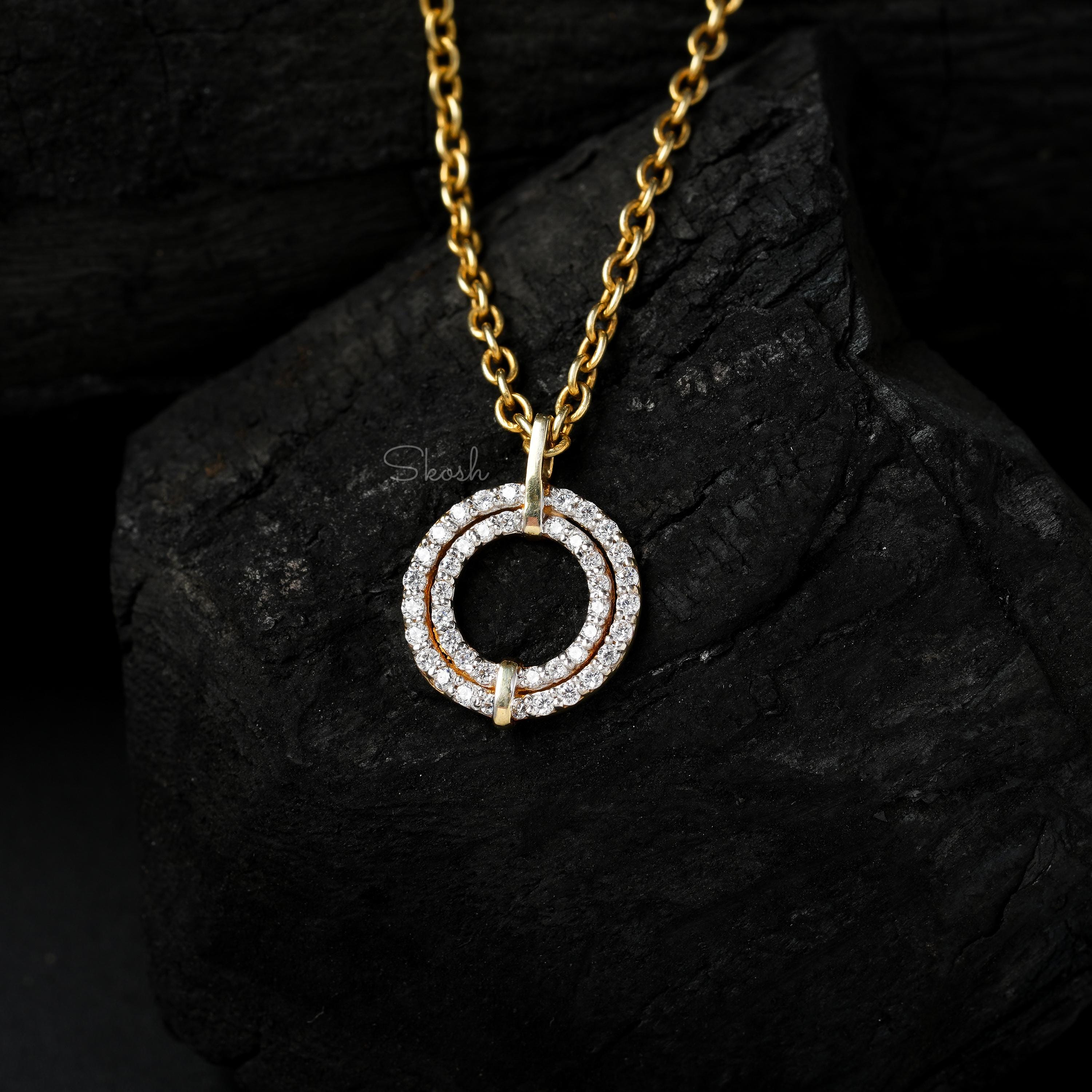 Double Aura Round Diamond Charm Pendant