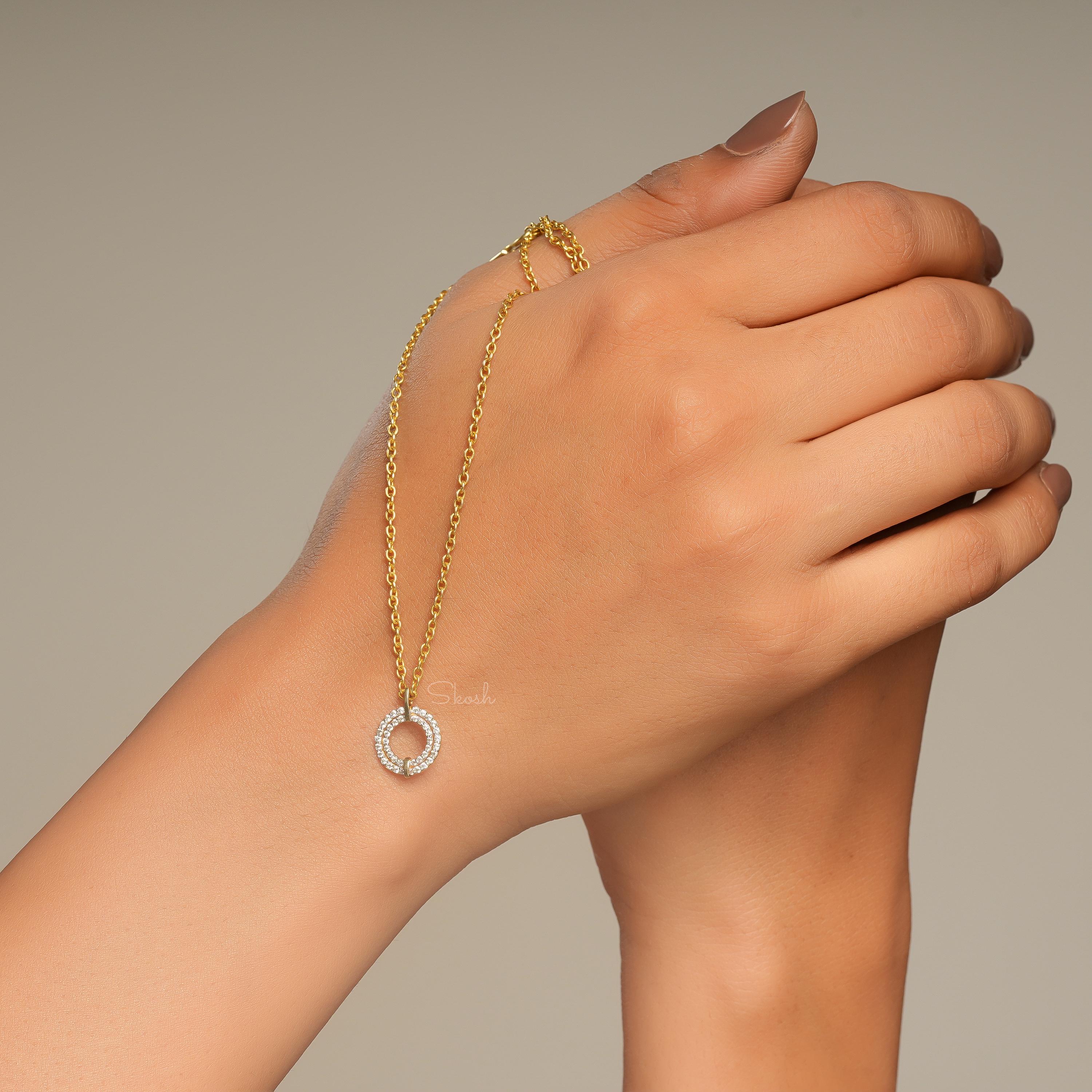 Double Aura Round Diamond Charm Pendant