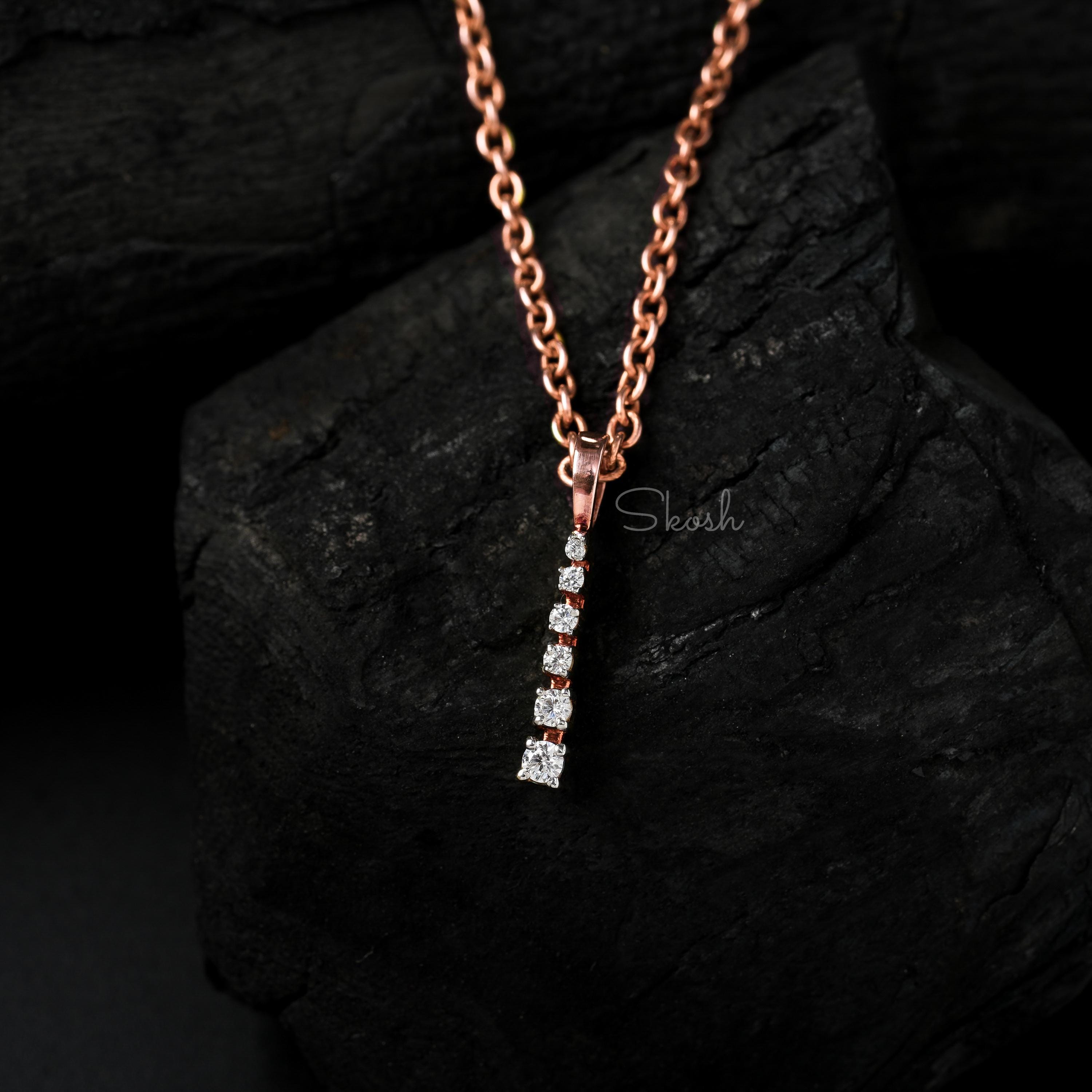Vertical Line Diamond Charm Pendant