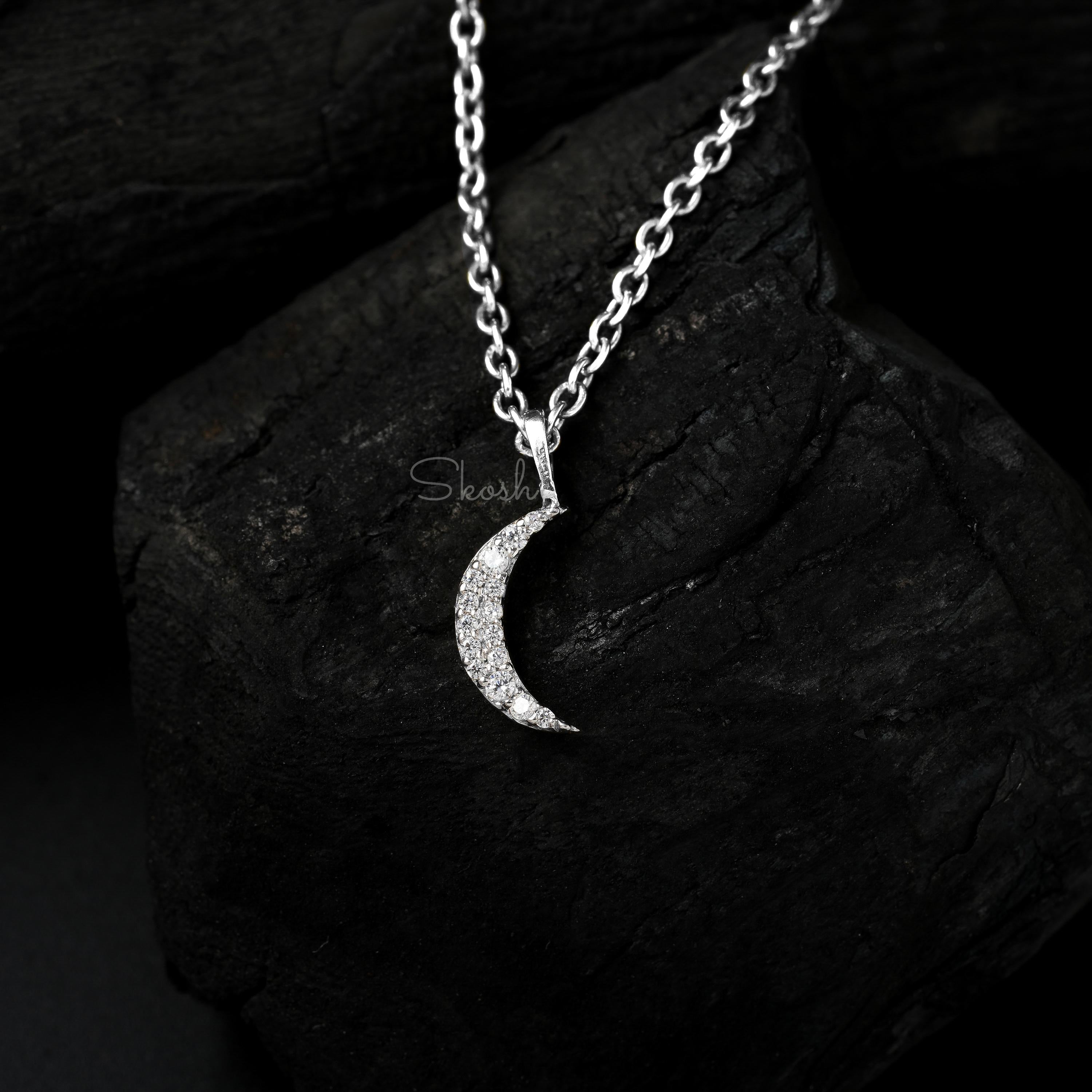 Crescent Moon Diamond Charm Pendant