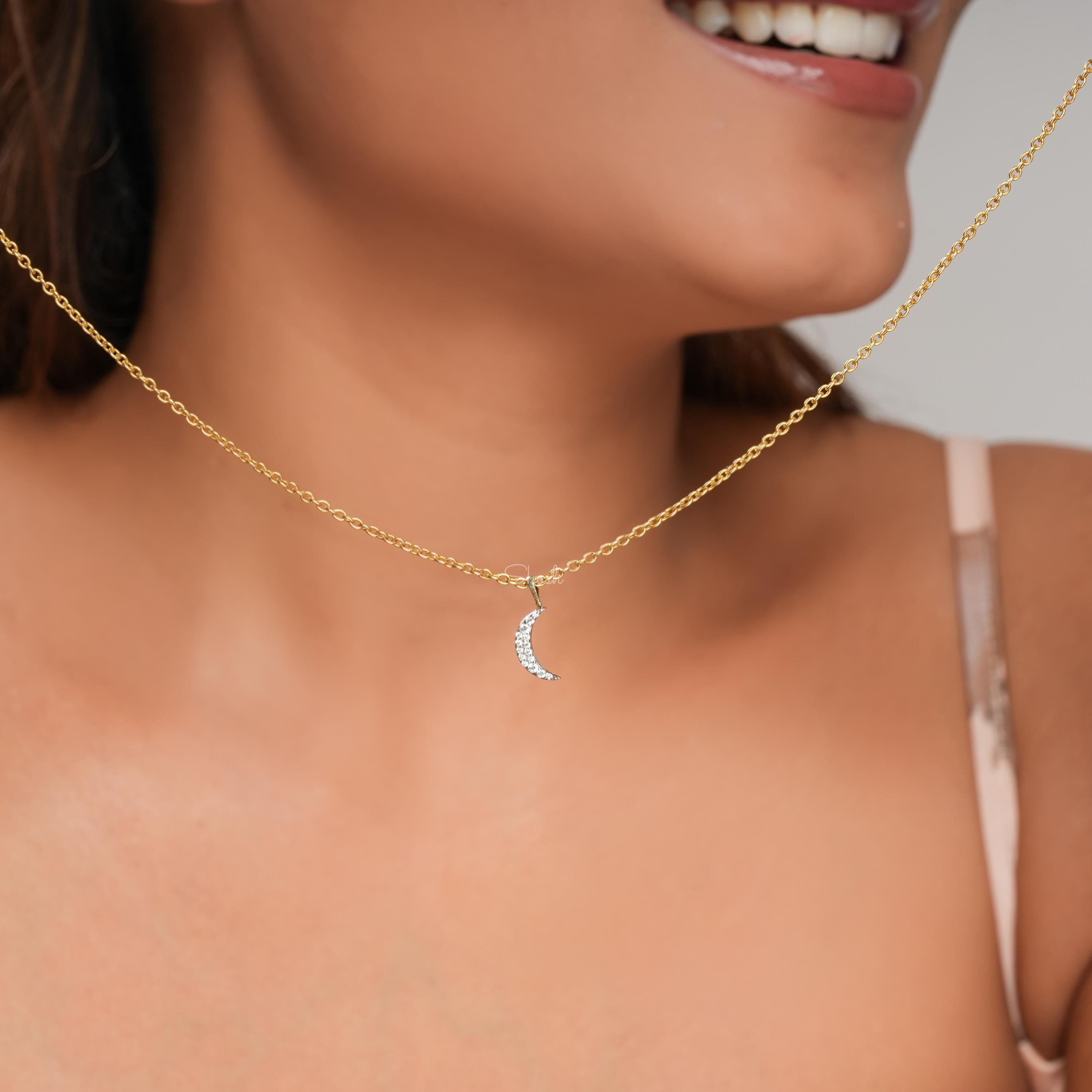 Crescent Moon Diamond Charm Pendant
