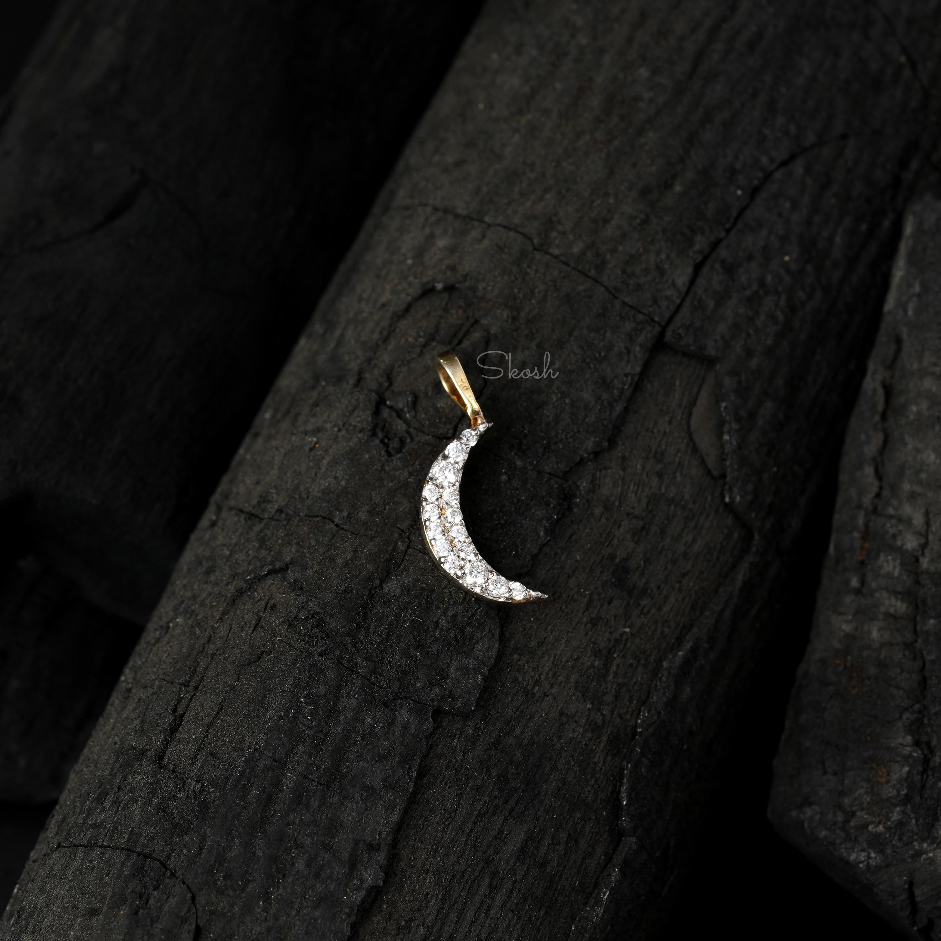 Crescent Moon Diamond Charm Pendant