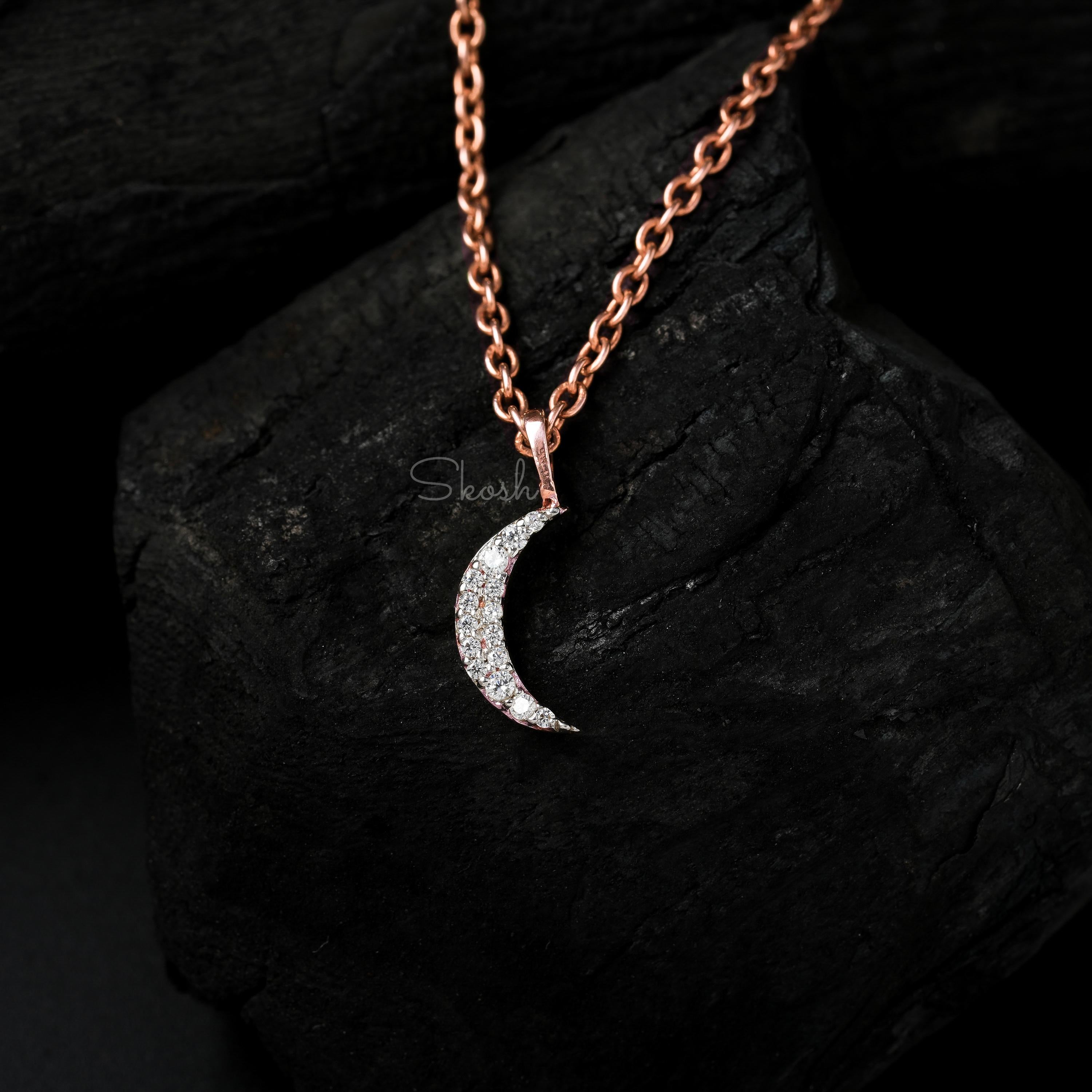 Crescent Moon Diamond Charm Pendant