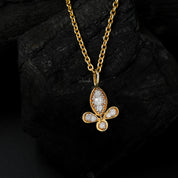 Lotus Inspired Diamond Charm Pendant Necklace