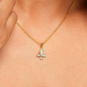 Lotus Inspired Diamond Charm Pendant Necklace