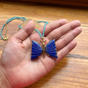 Hand Carved Butterfly Lapis Lazuli Pendant Necklace