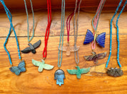 Fluorite Soaring Phoenix Bird Pendant Necklace