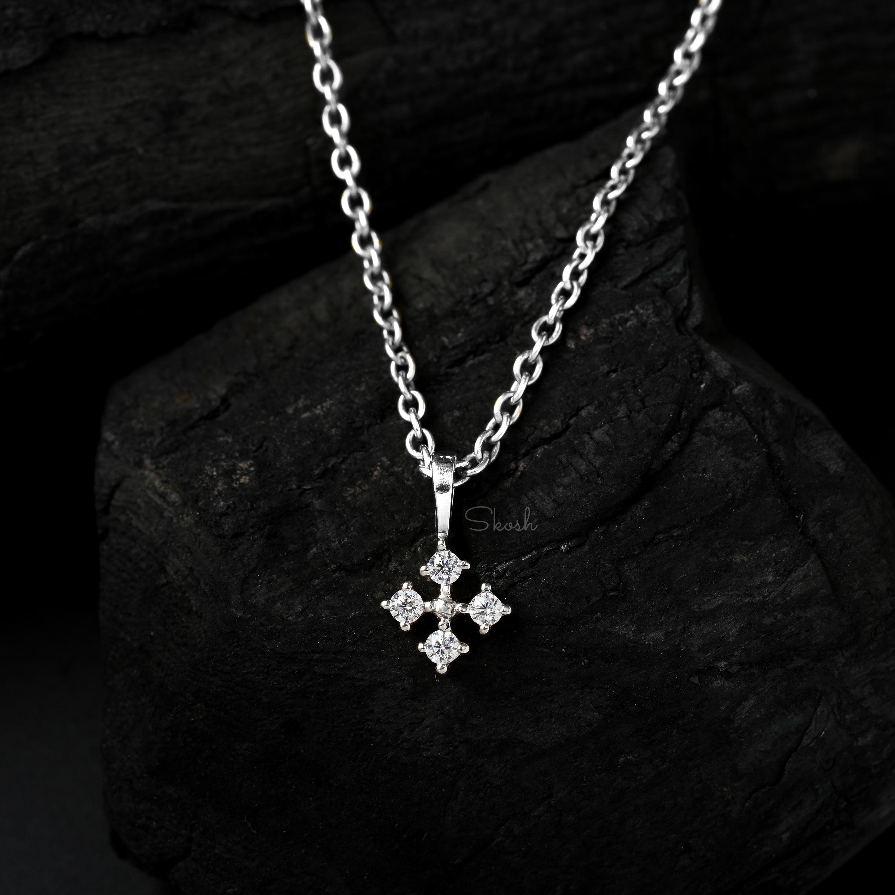 Four Pointer Diamond Charm Pendant Necklace