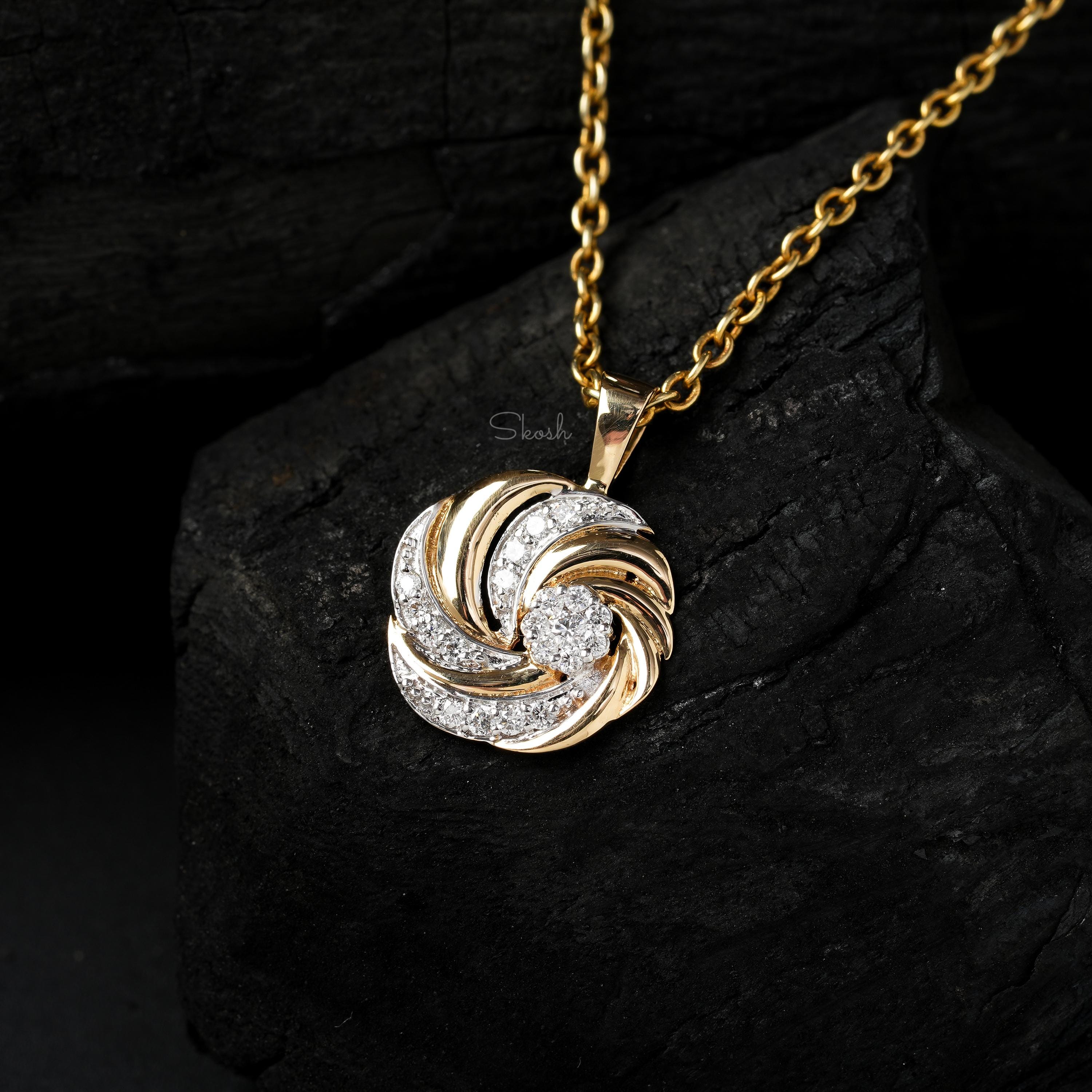 Round Swirl Cluster Diamond Charm Pendant