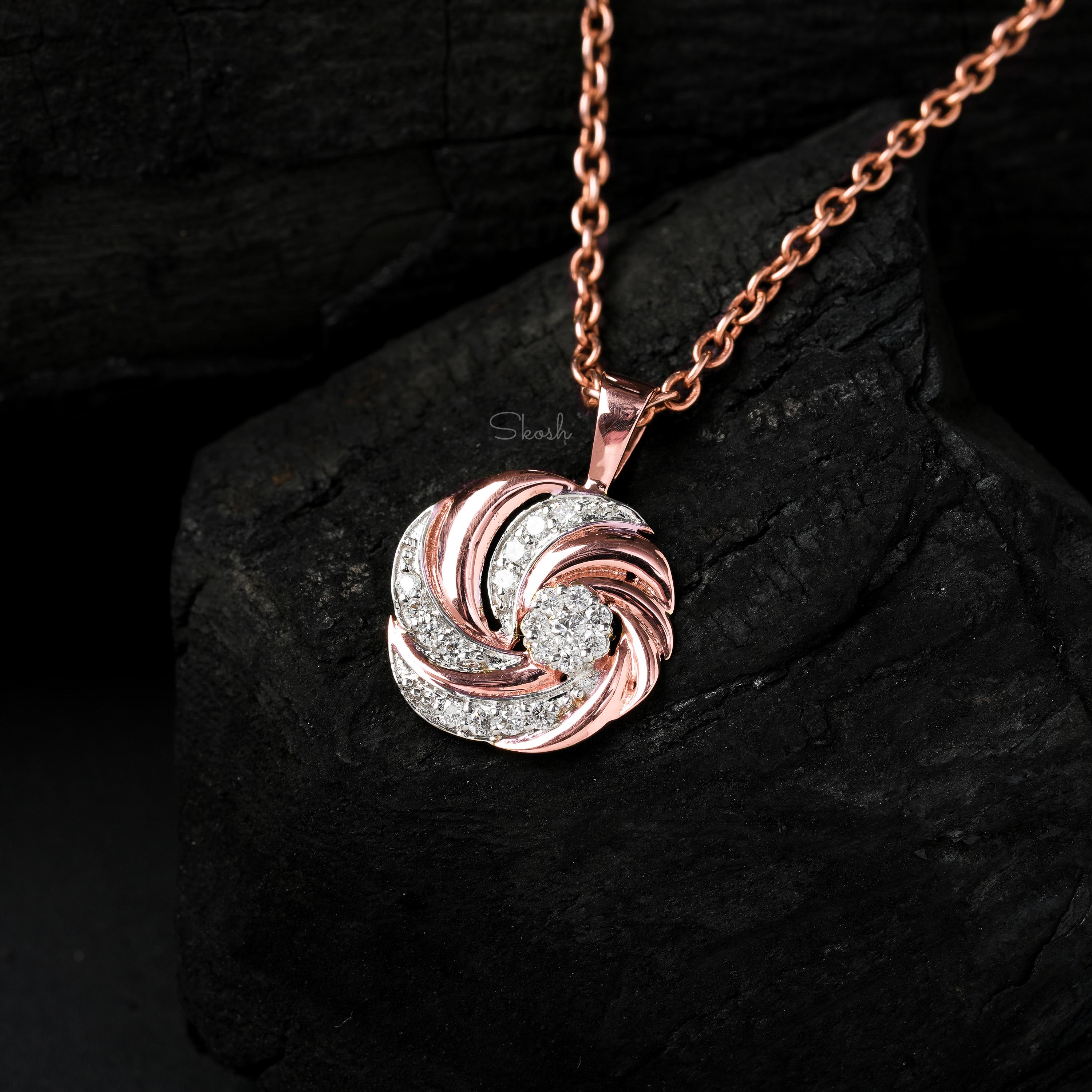 Round Swirl Cluster Diamond Charm Pendant