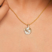 Round Swirl Cluster Diamond Charm Pendant