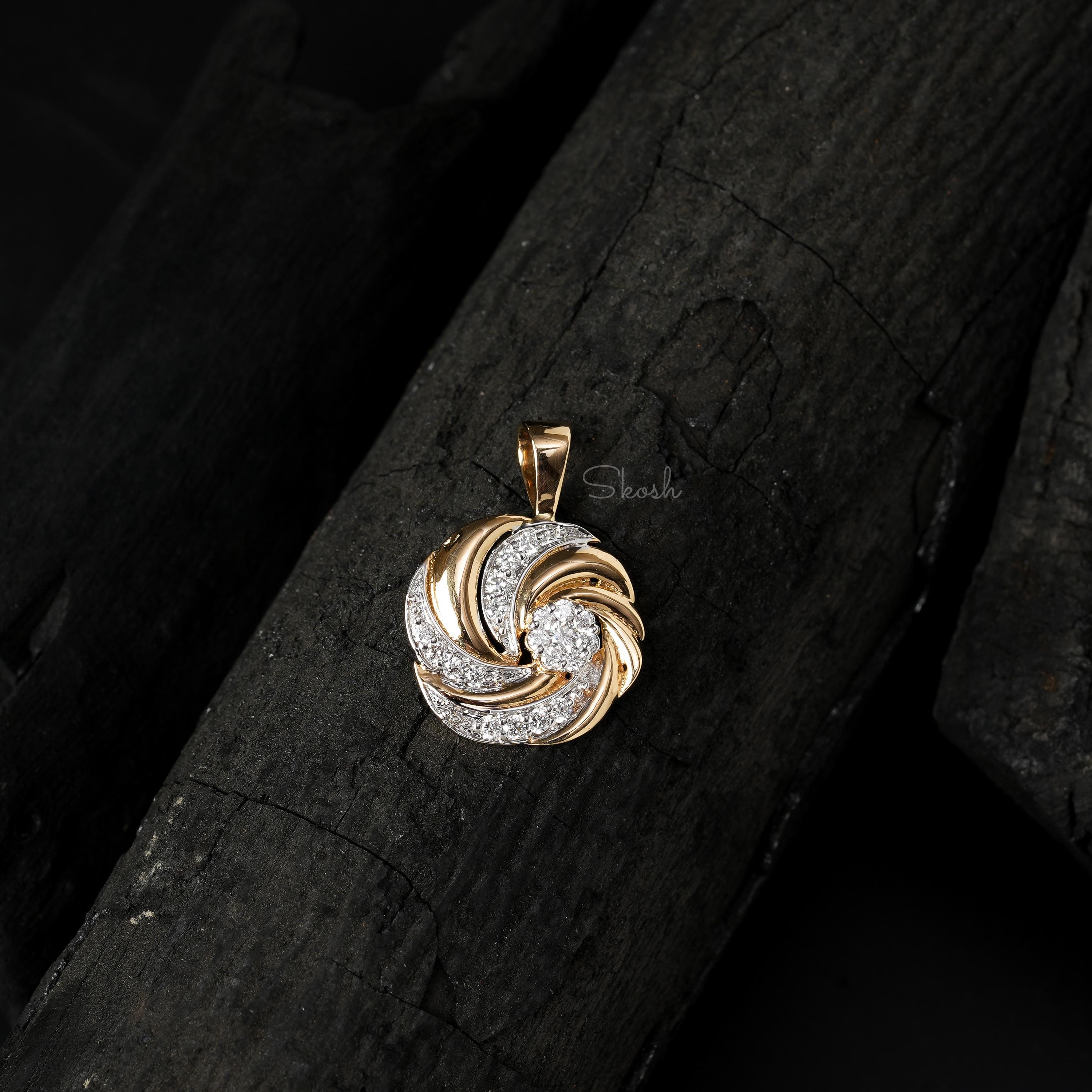 Round Swirl Cluster Diamond Charm Pendant