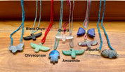 Fluorite Soaring Phoenix Bird Pendant Necklace