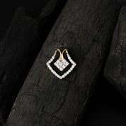 Geometric Square Diamond Charm Pendant Necklace