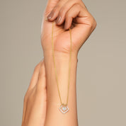 Geometric Square Diamond Charm Pendant Necklace