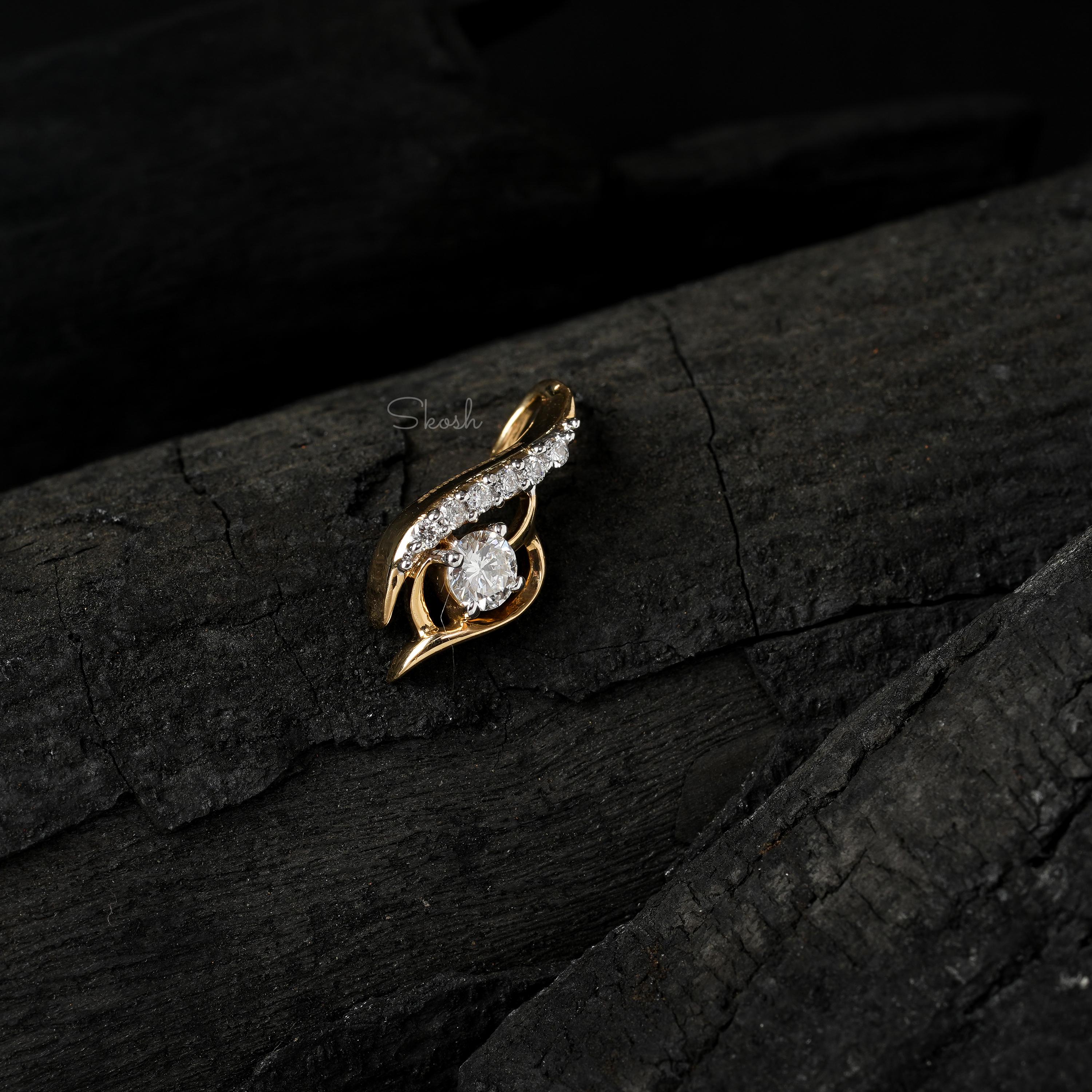 Dainty Solitaire Diamond Charm Pendant Necklace