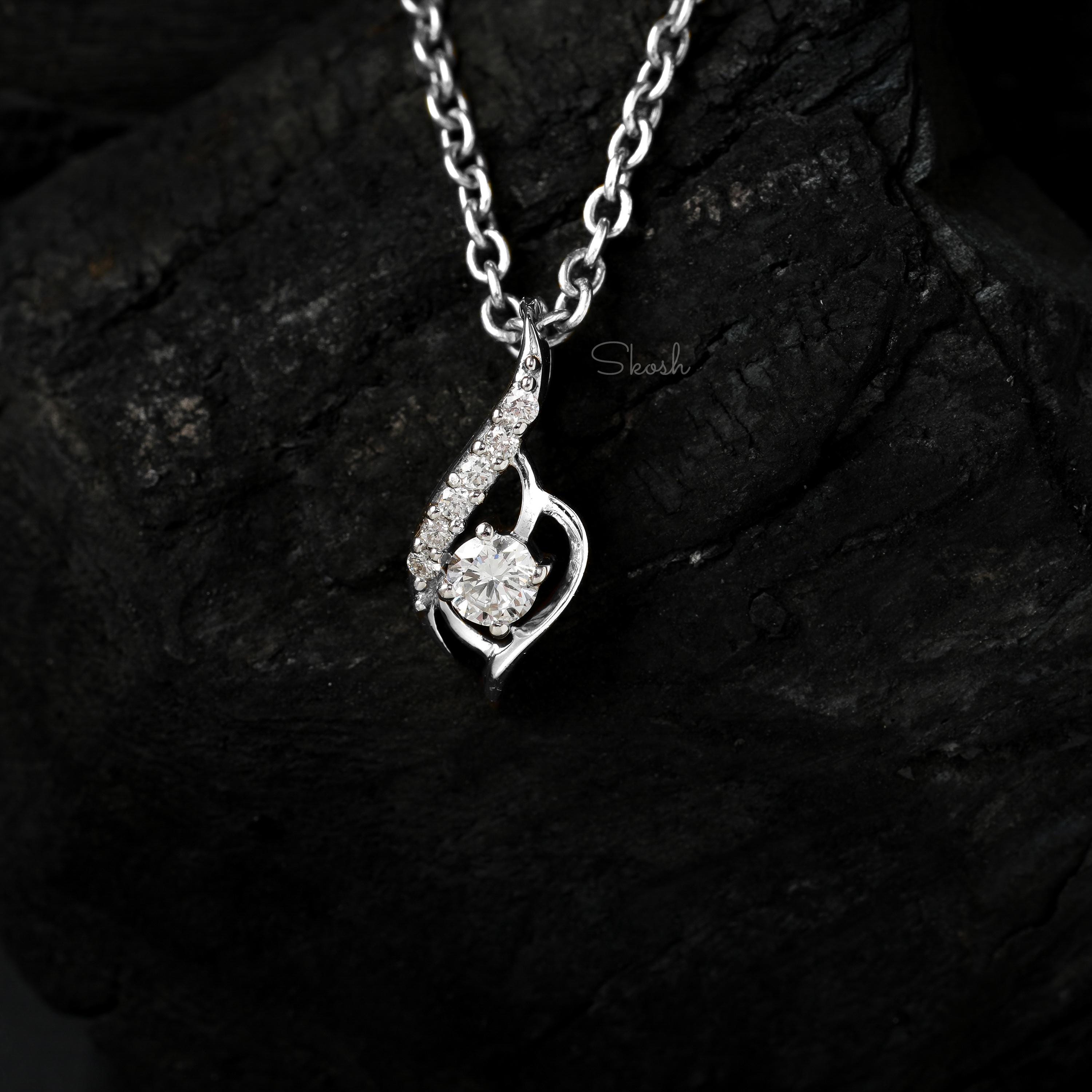 Dainty Solitaire Diamond Charm Pendant Necklace